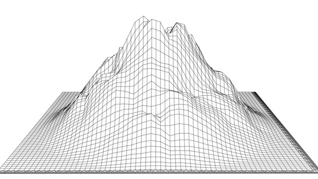 Wireframe Range - A wireframe range with peaks and valleys, ideal for use in microstock photography collection