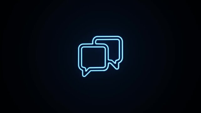 Blue neon chat bubbles icon