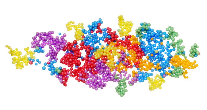 Colorful circle styrofoam sticky balls flying, pattern and texture isolated on background, clipping path, design element