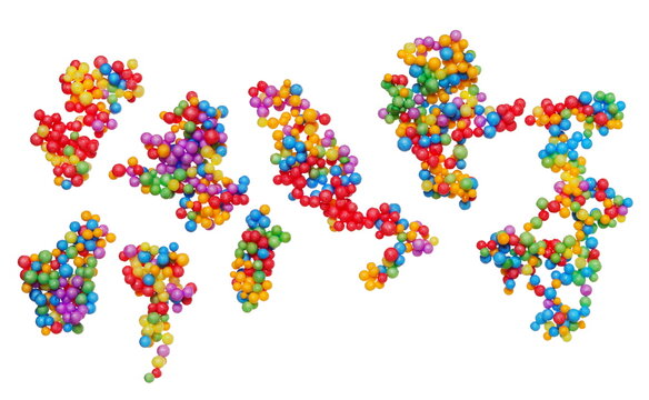 Colorful circle styrofoam sticky balls flying, pattern and texture isolated on background, clipping path, design element