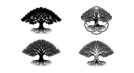 Obraz premium Stylized tree of life ornaments in black and white