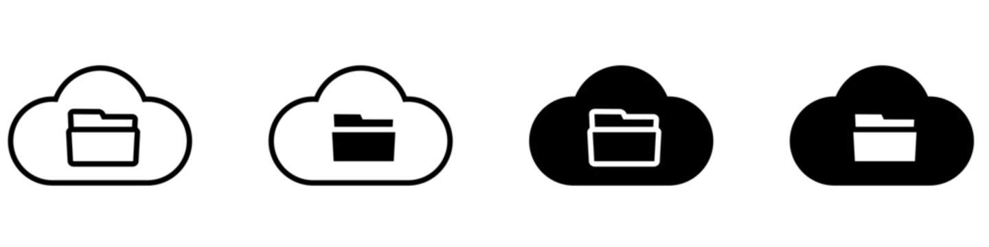 Cloud folder icon vector set. Online storage illustration sign collection. Cloud storage symbol. Digital drive logo or mark.