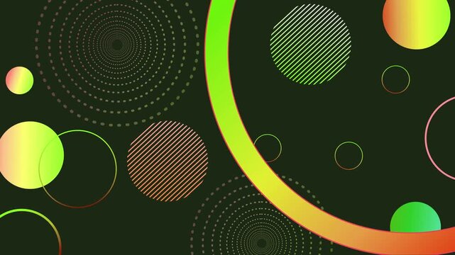 Abstract dark background gradient circles dotted spiral patterns animation