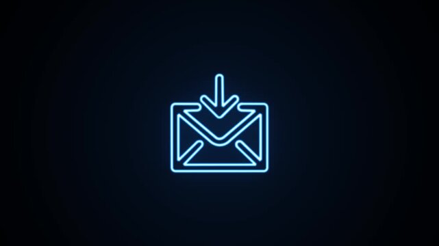 Blue neon inbox mail icon