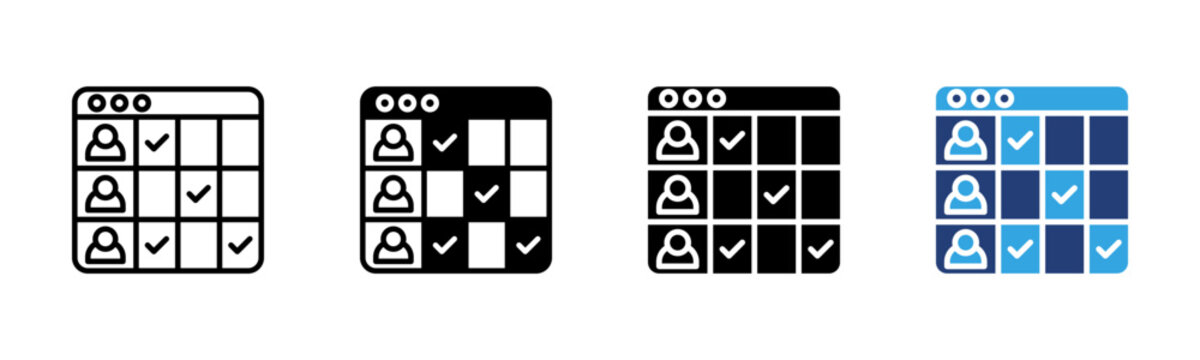 Team Schedule icon set multiple style collection
