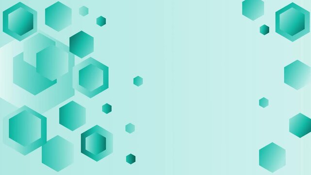 Abstract background with 3d hexagons clustered left and right gradient animation