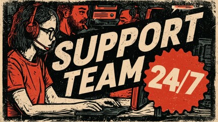 Fototapeta premium Working in a support team at a call center during a busy shift providing help and assistance to customers