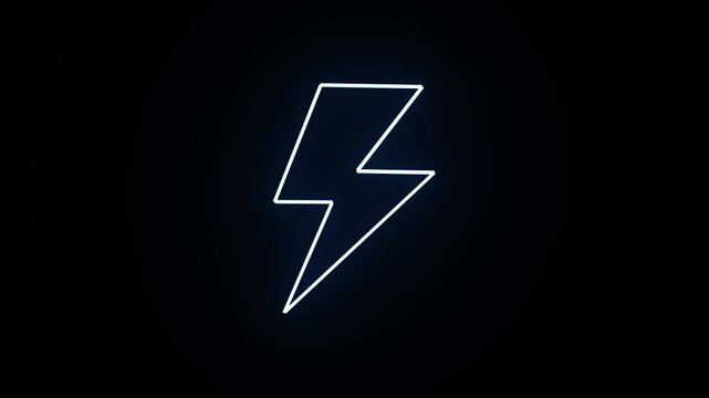 Glowing blue neon lightning bolt icon
