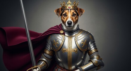 Dog in Armor with Sword and Crown. © Alek