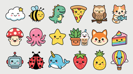 Cute kawaii style characters and objects collection © Riski