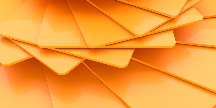 Stacked orange layered geometric panels abstract pattern for modern poster wallpaper and display design with vibrant warm tones .3d render