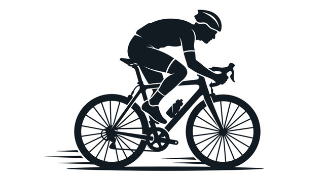 Silhouette of a cyclist riding a racing bicycle.