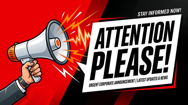 Megaphone with attention please sign