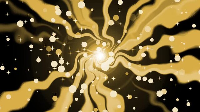 Abstract monochrome spiral vortex with glowing particles background animation