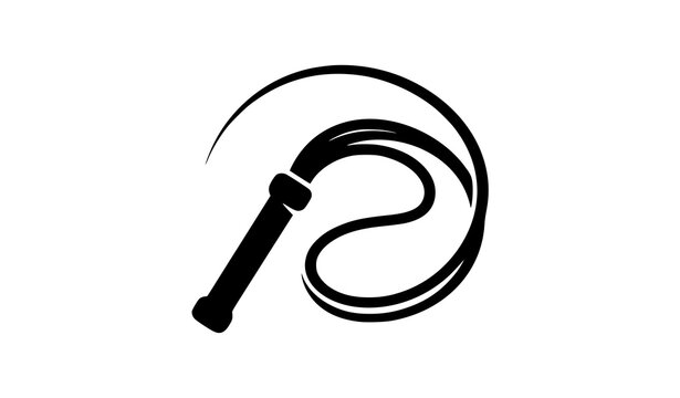 Modern Whip Logo Design Black Silhouette Vector Illustration Template