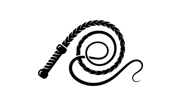 Whip Icon Vector Logo Template Classic Curved Lash Silhouette Illustration