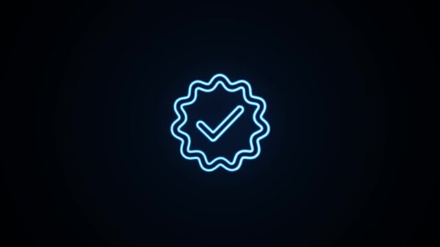 Blue neon checkmark icon