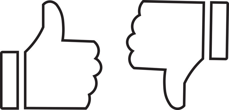 PrintLove, like, and dislike icon on black circle. Heart, hand thumb