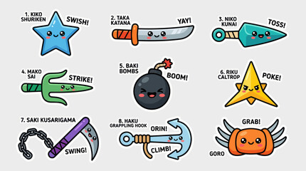 Cute kawaii weapons and tools collection © Moples