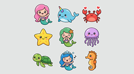 Cute marine life characters collection © Nikolas Abraham