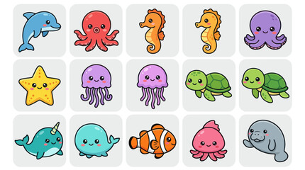 Cute ocean animal collection © PajeroFortuna