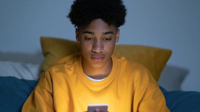 How much screen time is harmful? Light Brown adolescent is doomscrolling in the evening