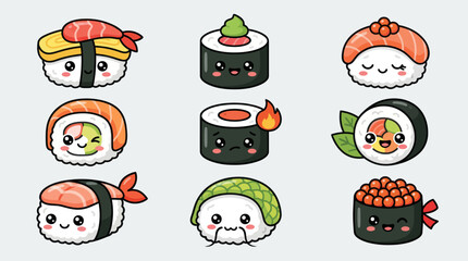 Cute kawaii sushi characters collection © Mocil