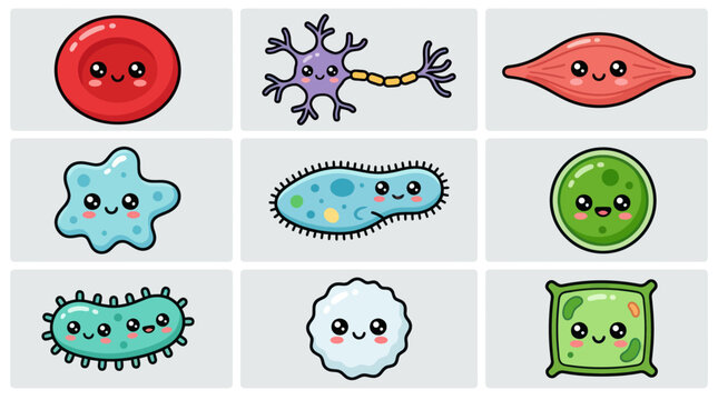 Cute microscopic cell characters collection