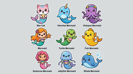 Cute mythical sea creatures collection © Nikolas Abraham