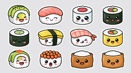 Cute sushi characters and rolls © Verilux