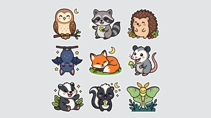 Naklejka premium Cute woodland animal collection vector art
