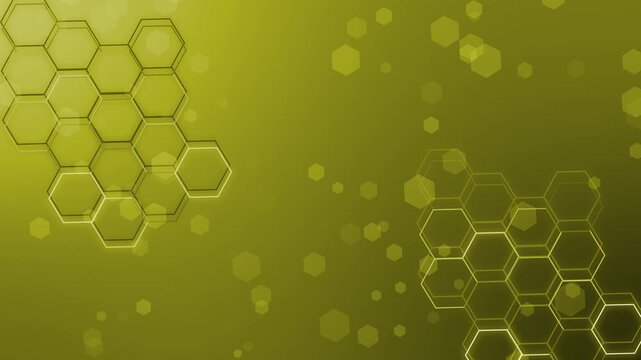 Abstract background with neon hexagon grids glowing bokeh hex shapes animation