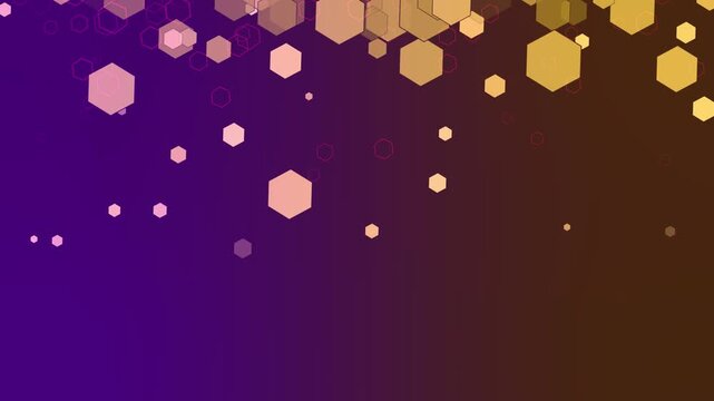Abstract background hexagons falling from top geometric bokeh effect animation