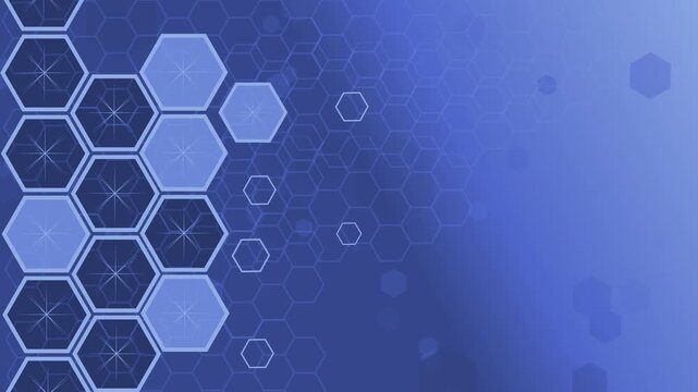 Abstract hexagon pattern with outlined honeycomb shapes on left gradient background animation