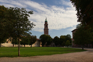 Obraz premium Bramante Tower and Castle Gardens in Vigevano, Italy
