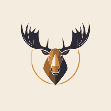 Geometric Moose Head Illustration Design.