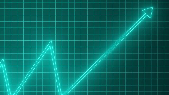 Neon zigzag arrow pointing upward then down animation