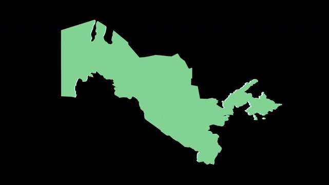 Uzbekistan green 3D map spin perfect 10 second loop black background