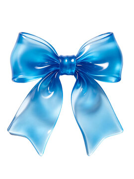 Luxurious translucent royal blue decorative bows with different loop fullness, ribbon length and tail cutting designs, captured under soft diffused studio lighting to present transparent texture and b