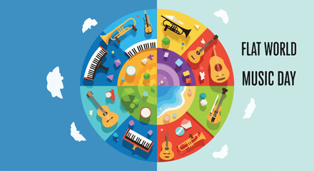 Colorful flat design graphic celebrating music day © mutia
