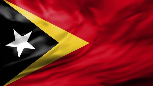 East Timor Flag Waving Animation Background Timorese National Symbol Arrowhead Close Up Video