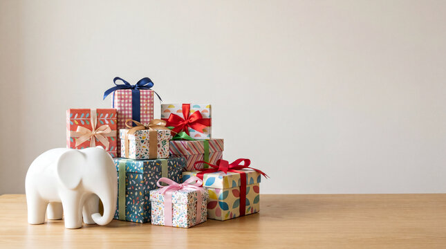 Creative White Elephant Gift Ideas Arranged on a Modern Wooden Table