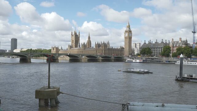 Houses of Parliament and Big Ben seen across the River Thames.