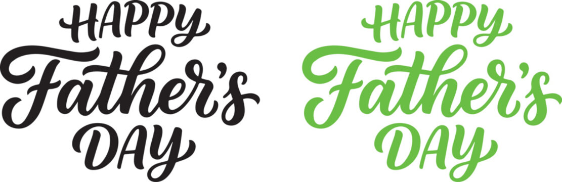 Happy Father's Day hand lettering typography set with elegant calligraphy, modern brush script, festive celebration vector design isolated on white
