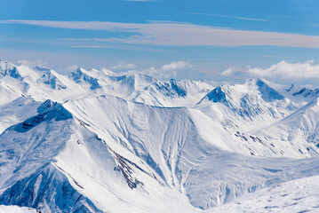 Naklejka premium Gudauri Ski Resort Georgia, Snowy Winter Mountain Landscape winter