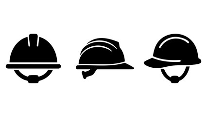 Fototapeta premium Black construction safety hard hat icons set