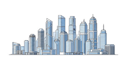 Fototapeta premium Urban skyline with diverse modern skyscrapers and office towers