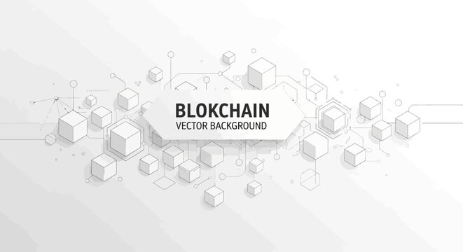 Blockchain technology vector background with hexagons