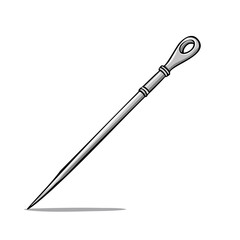 Obraz premium Stylized illustration of a single sewing needle with an elongated eye and sharp point casting a subtle shadow