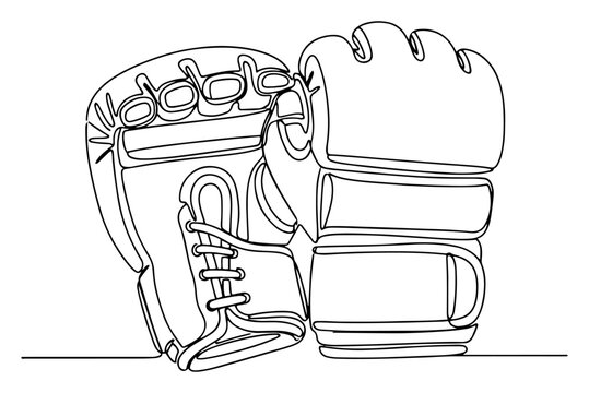 Professional boxing gloves for sparring and mma in minimalist continuous line art style